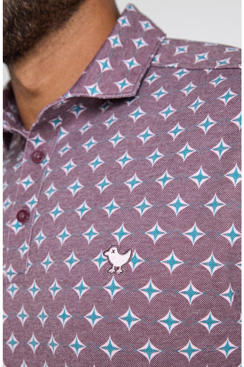 Geo Print Piqué Performance Golf Polo, Alternate, color, SWING CYPHER - PLUM WINE