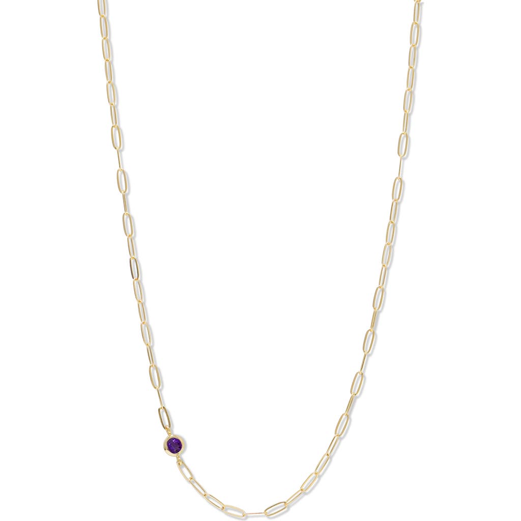Anzie Classique Birthstone Paper Clip Chain Necklace In Gold