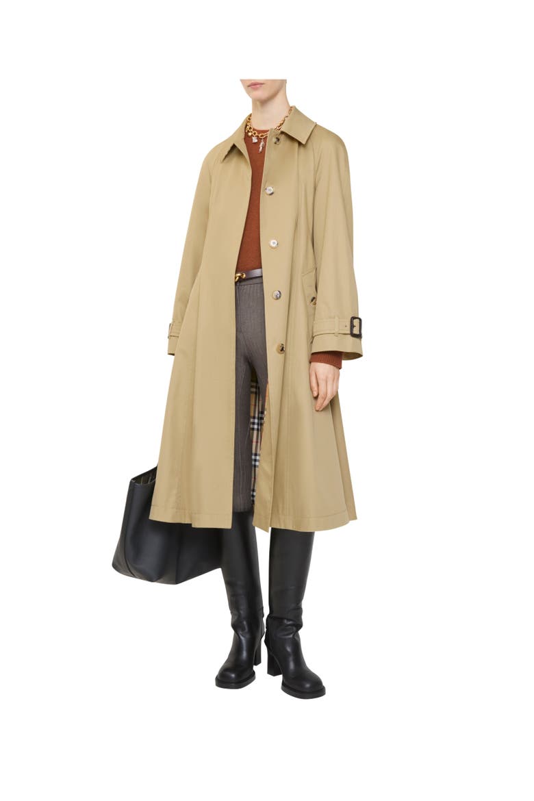 Long Gabardine Ellingham Fit-and-flare Car Coat, Alternate, color, Beige