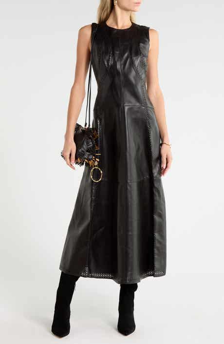 Juliette Eyelet Leather Midi Dress
