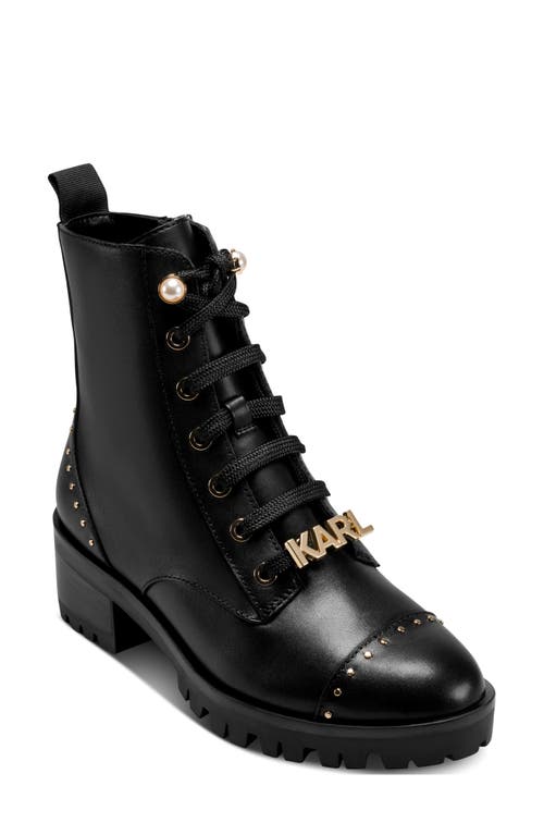 Karl Lagerfeld Paris Prue Combat Boot In Black