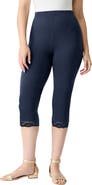 Roaman's Lace Trim Essential Stretch Capri Legging