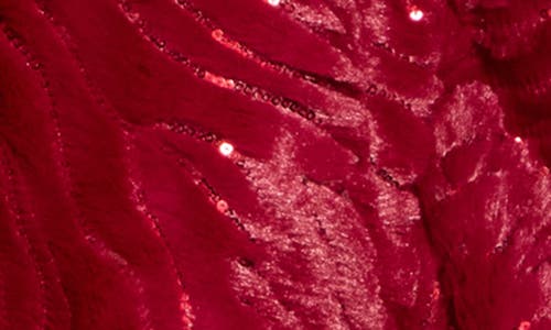 Nanette Lepore Sequin Wave Texture Faux Fur Ruana In Burgundy