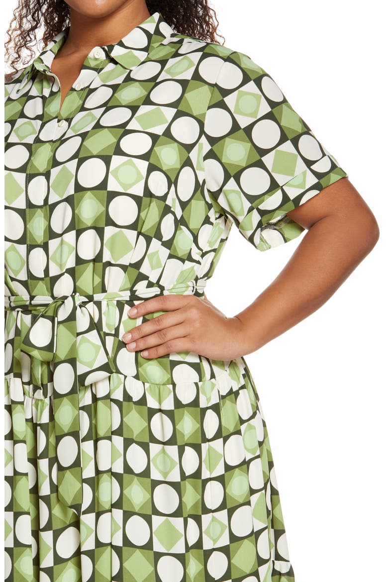 Tiered Shirtdress, Alternate, color, IVORY/ OLIVE