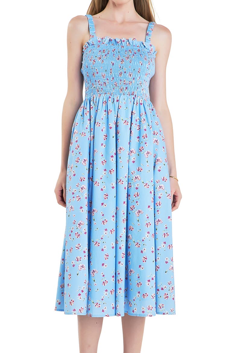 Smocked Floral Sundress, Alternate, color, BLUE MULTI
