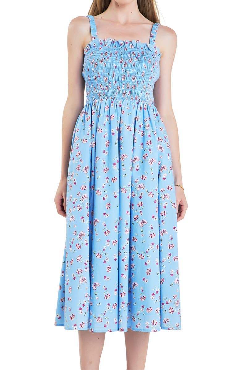 English Factory Smocked Floral Sundress, Alternate, color, 