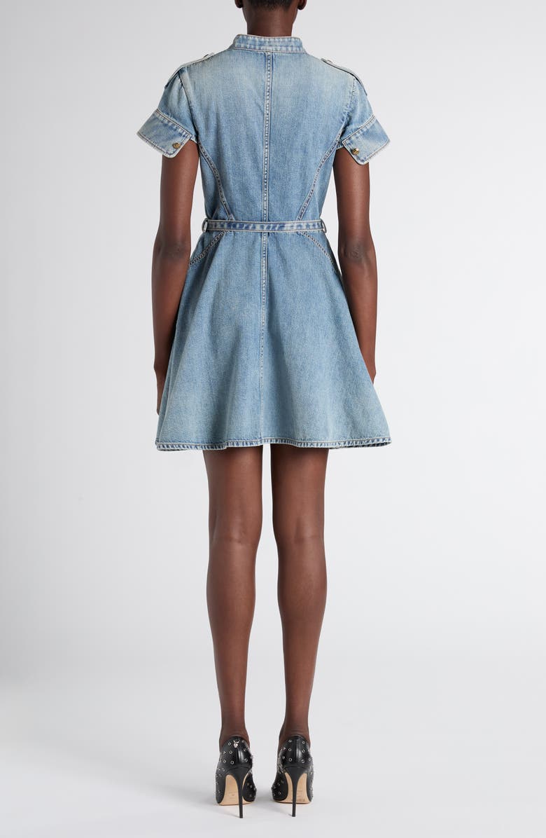 McQueen Belted Denim Dress, Alternate, color, Royal