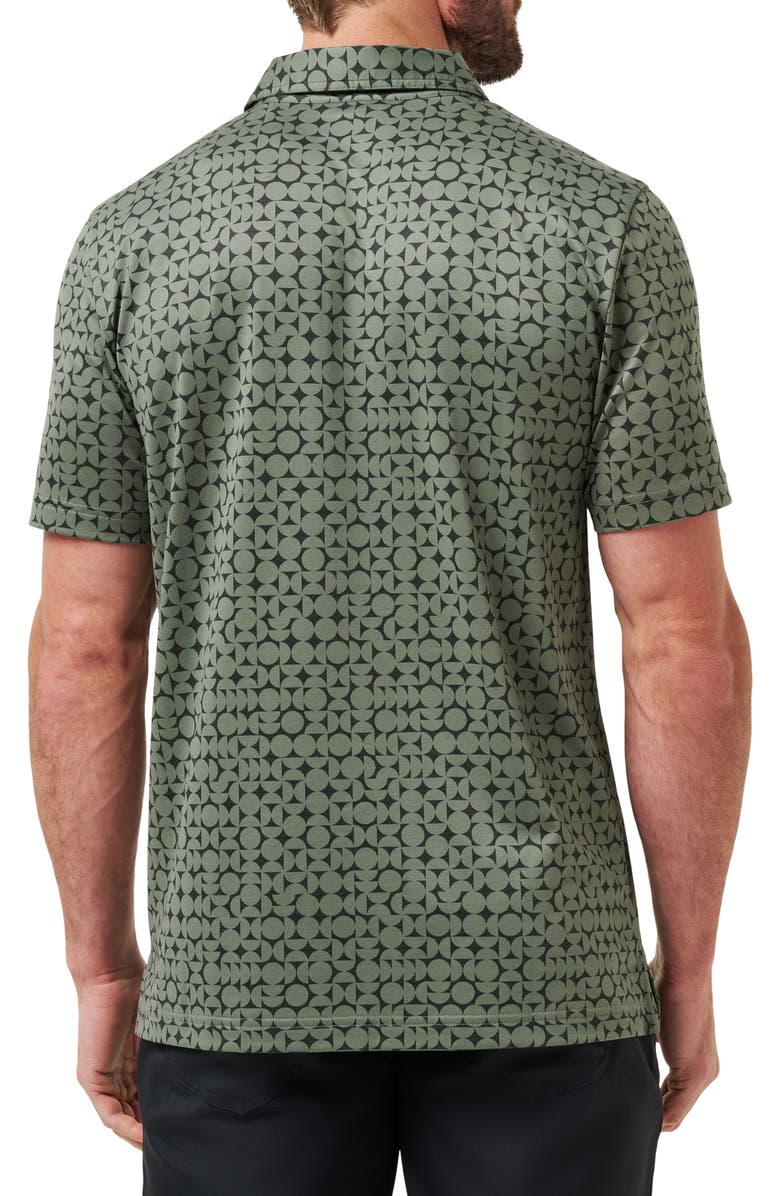 TravisMathew Featherweight Caves Patterned Polo, Alternate, color, Dark Olive