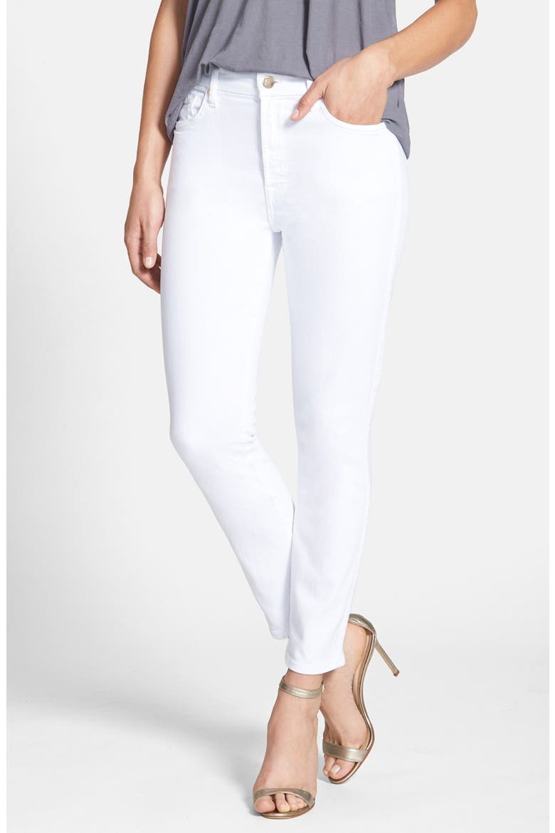 Stretch Crop Skinny Jeans, Main, color, WHITE DENIM