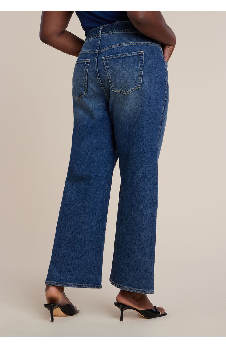 ELOQUII Belted Straight Leg Jean, Alternate, color, Dark Wash