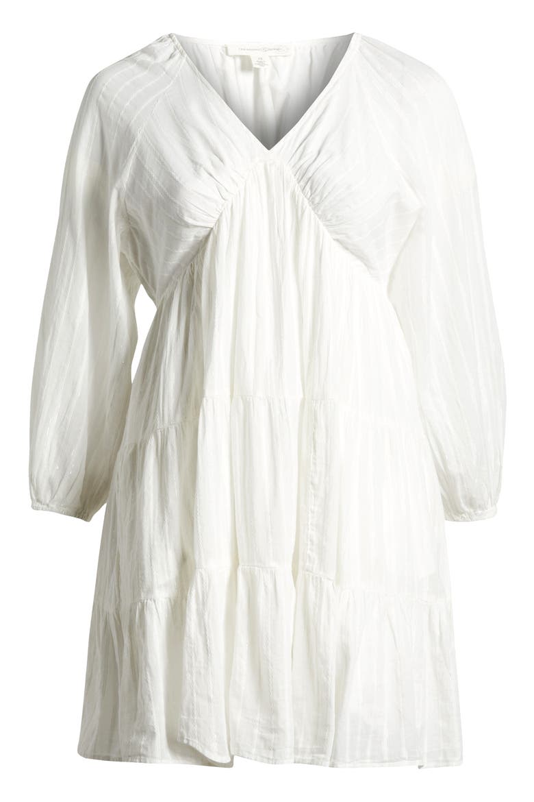 Tiered Long Sleeve Babydoll Dress, Alternate, color, IVORY EGRET