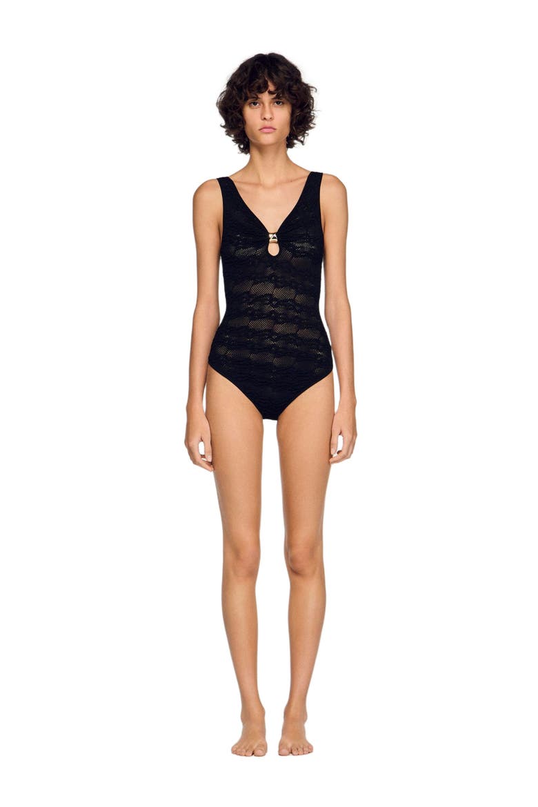 Jewellery detail knit leotard, Alternate, color, Black