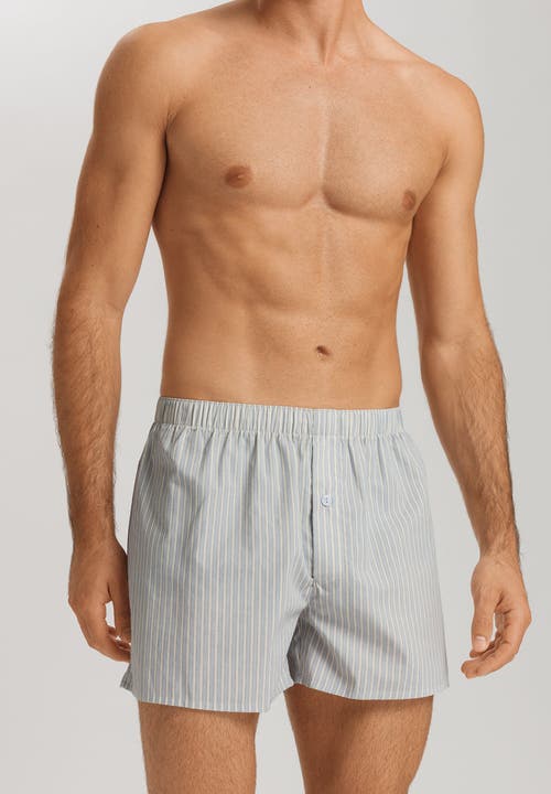 Hanro Fancy Woven Cotton Boxer In Light Stripe