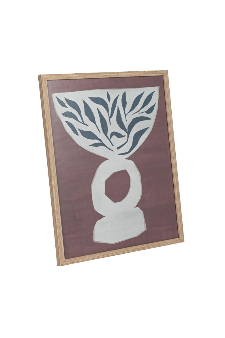 Reclaimed Wood and Glass Wall Art with Vase and Leaves, Multicolor, Main, color, Multicolor