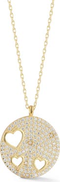 SPHERA MILANO Pavé Cubic Zirconia Heart Medallion Pendant Necklace