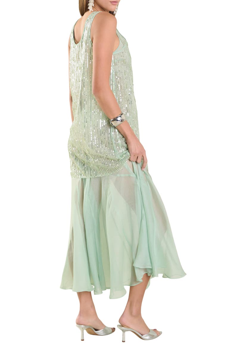 Sequin Chiffon Maxi Dress, Alternate, color, SAGE
