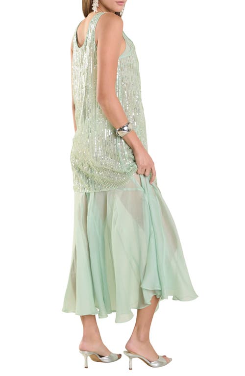 Shop Endless Rose Sequin Chiffon Maxi Dress In Sage