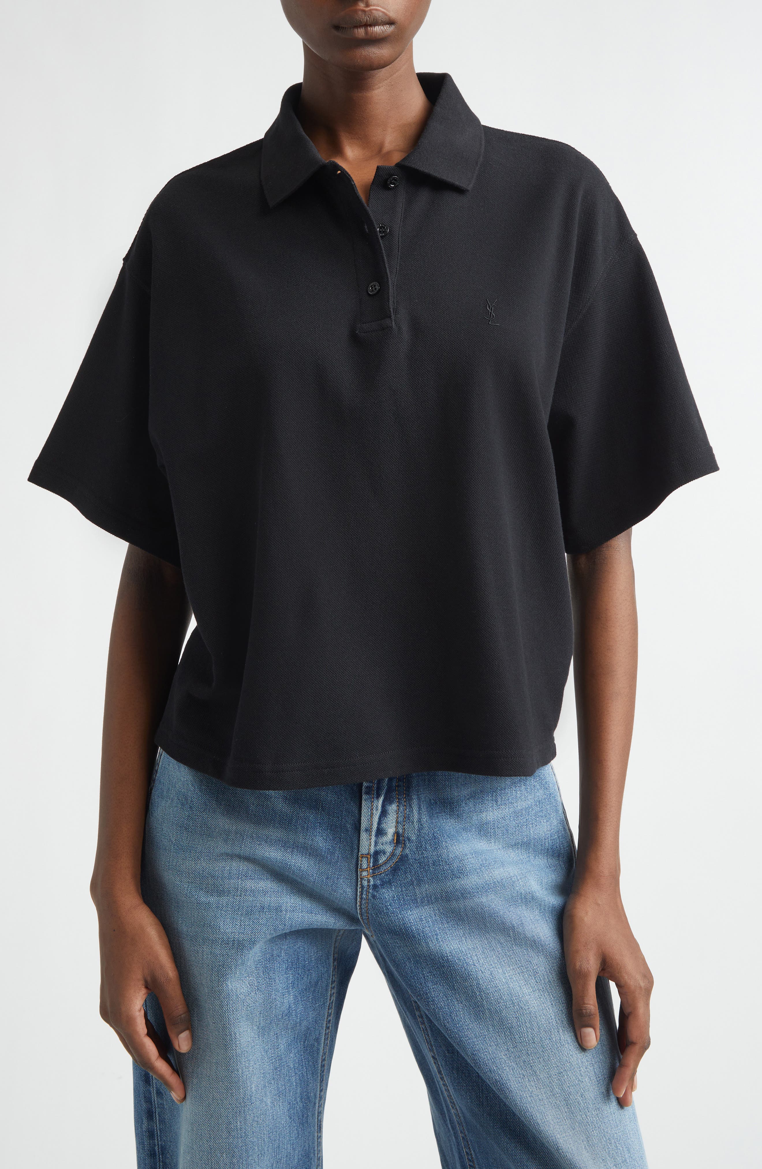 Oversize Cotton Blend Pique Polo
