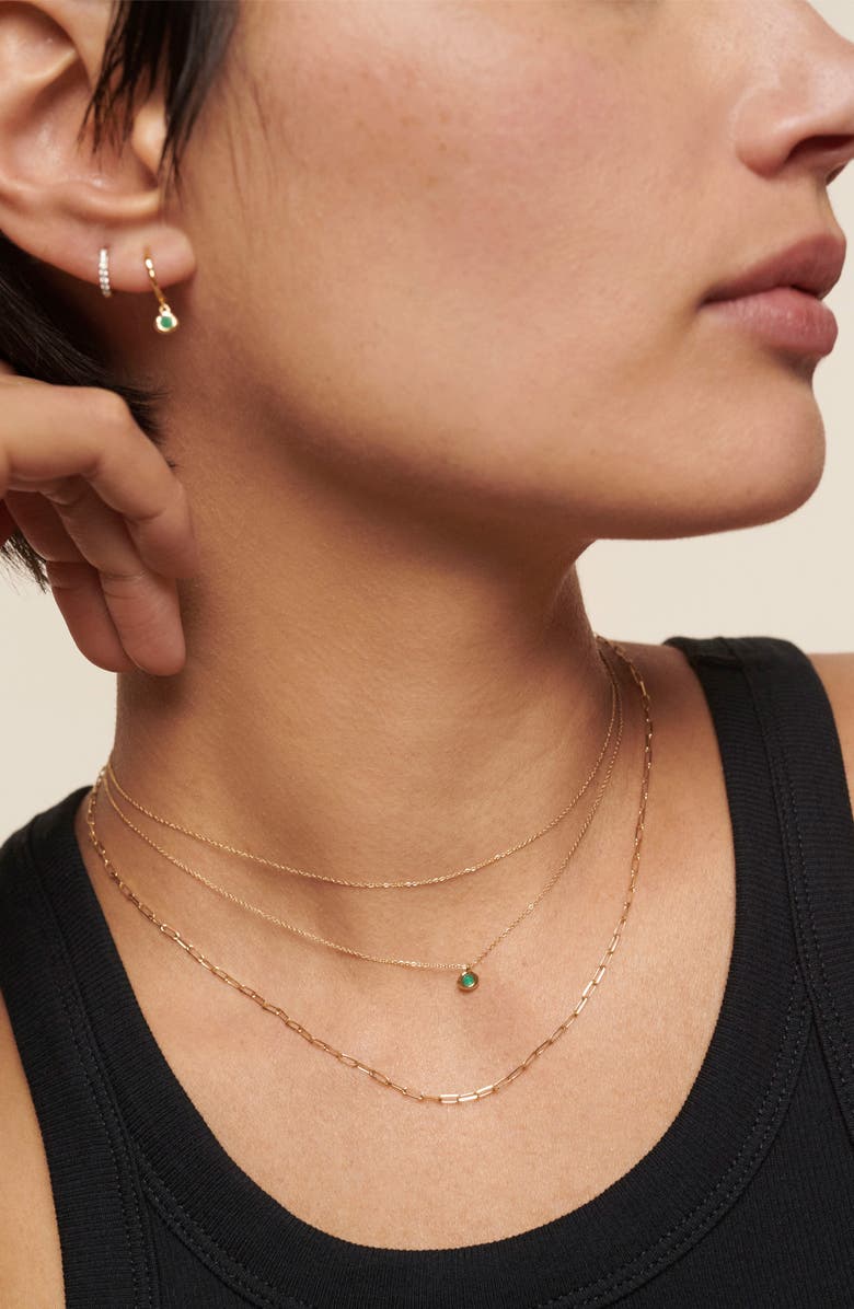 Monica Vinader Siren Emerald Pendant Necklace, Alternate, color, 14K Solid Gold / Emerald