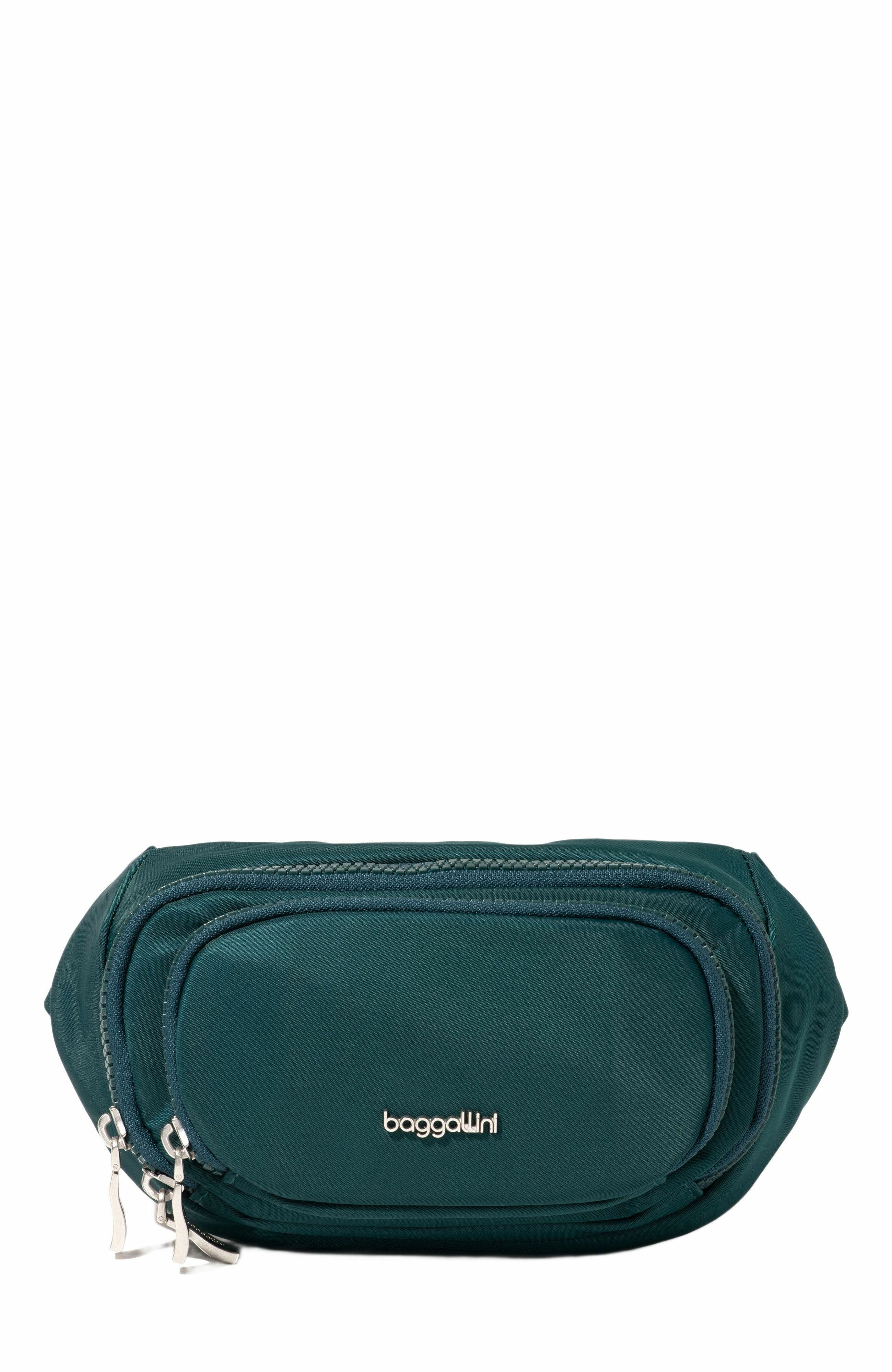 BAGGALLINI On the Go Belt Bag Waist Pack in Emerald Twill 