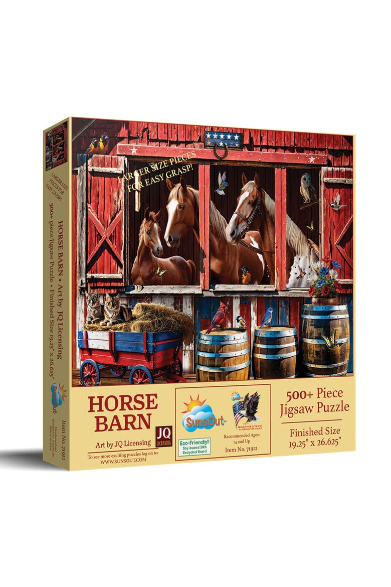 Horse Barn 500 piece Jigsaw Puzzle for Adults Large Pieces, Main, color, Multicolor