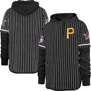 '47 Men's '47  Black Pittsburgh Pirates Pinstripe Double Header Pullover Hoodie