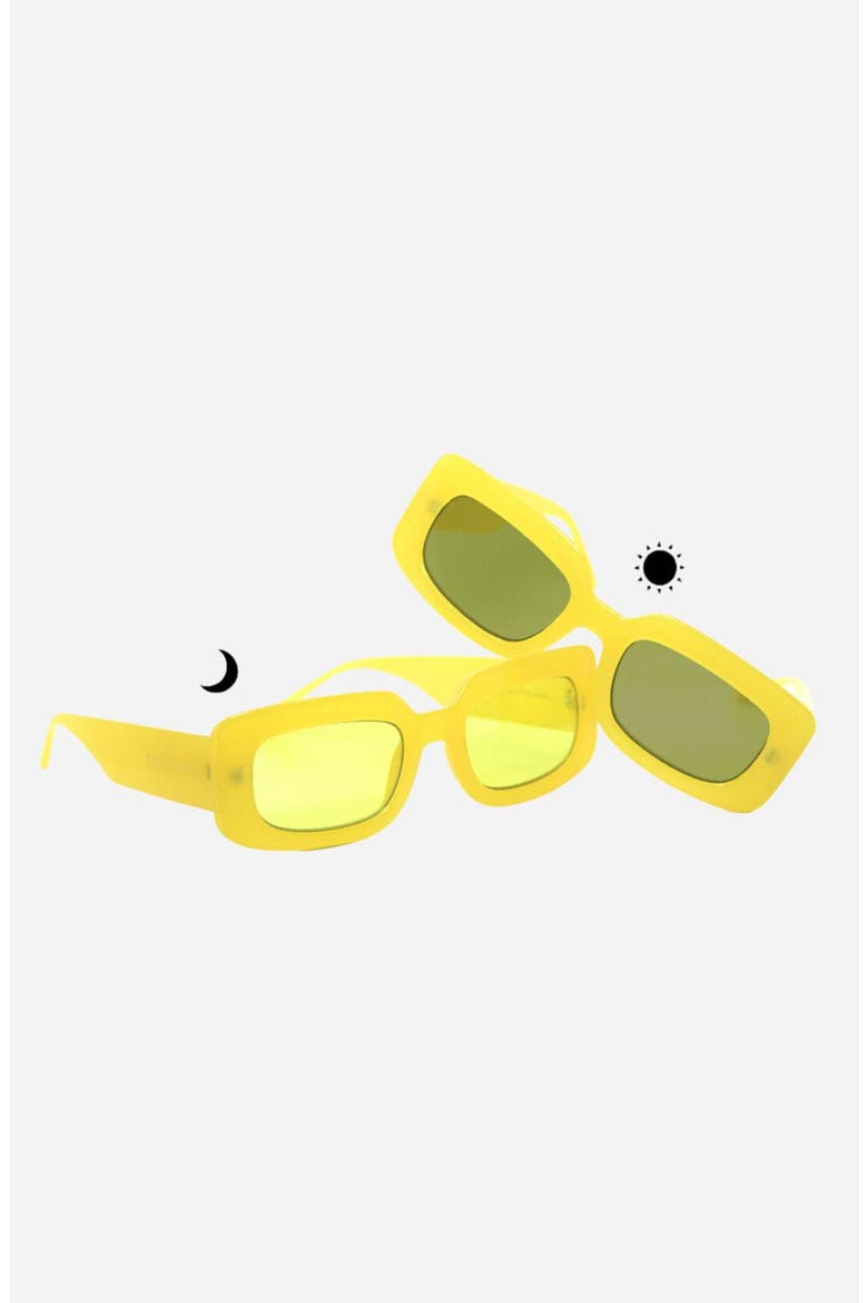 Dolly Rectangular Sunglasses, Alternate, color, Yellow