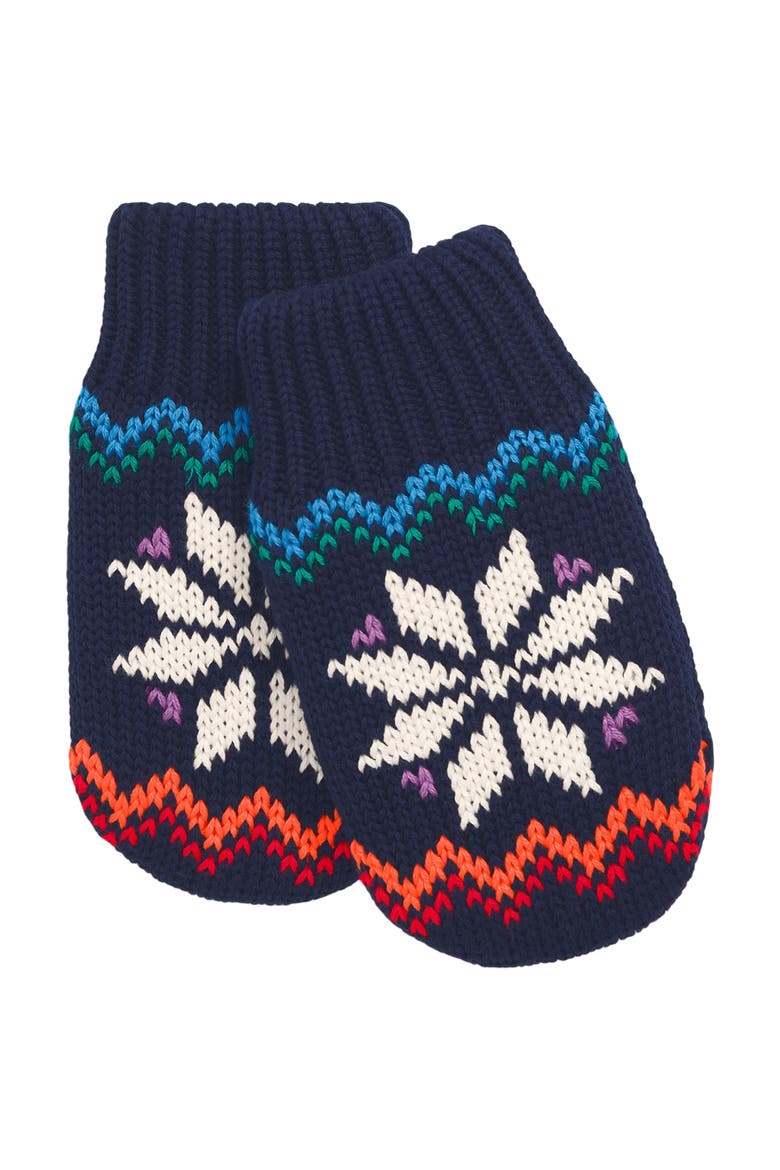 Baby Fleece-Lined Snowflake Fair Isle Mittens, Main, color, Navy Rainbow