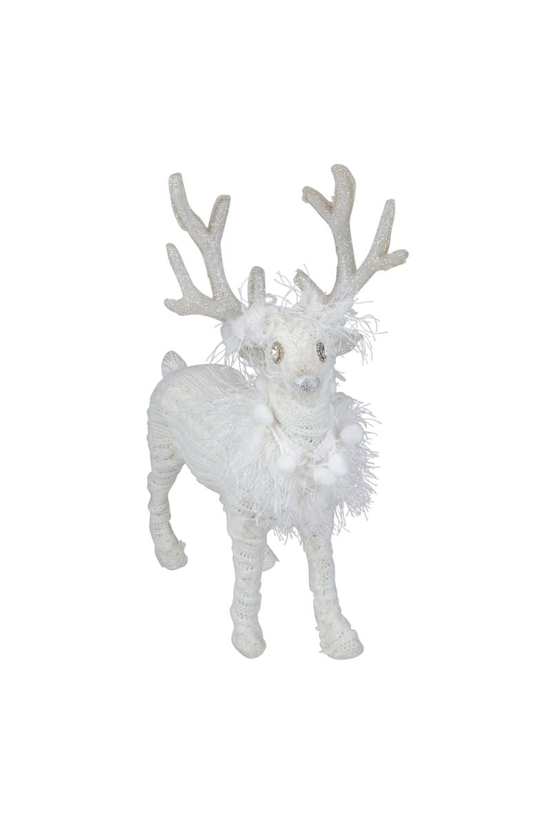 Northlight Cable Knit Sweater Standing Reindeer Christmas Figure - 13.5" - White, Alternate, color, White
