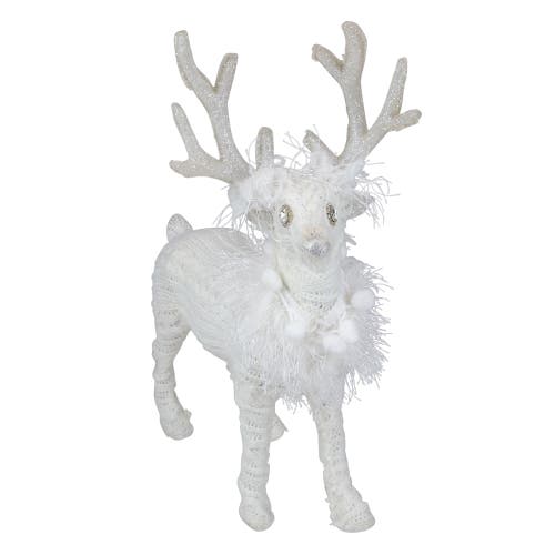 Northlight Cable Knit Sweater Standing Reindeer Christmas Figure In White