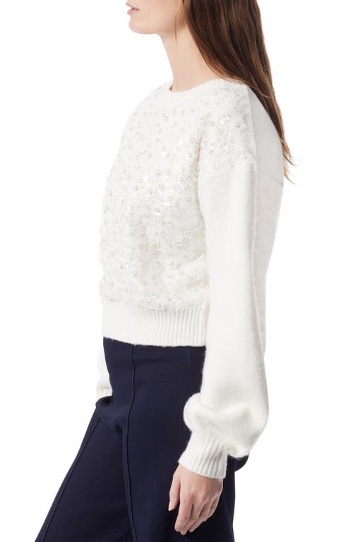 Do By Dee Ocleppo Sequin Overlay Crewneck Sweater In White