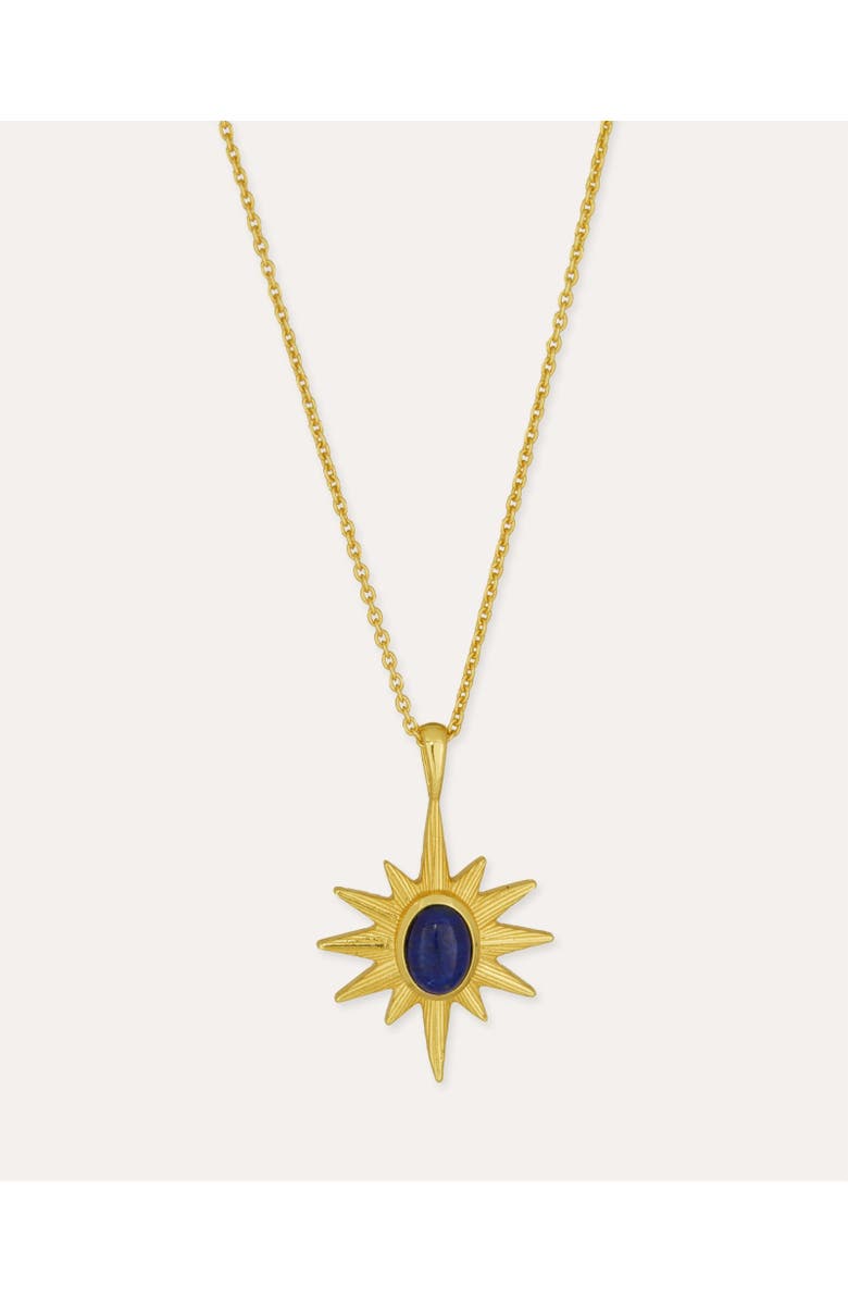 Ottoman Hands Lapis Star Pendant Necklace, Main, color, Gold