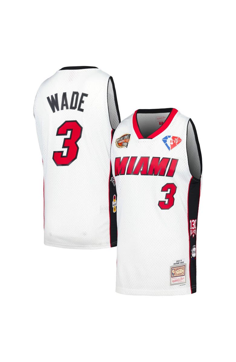 Mitchell & Ness Unisex Mitchell & Ness Dwyane Wade White Miami Heat Hall of Fame Class of 2023 Throwback Swingman Jersey, Main, color, White