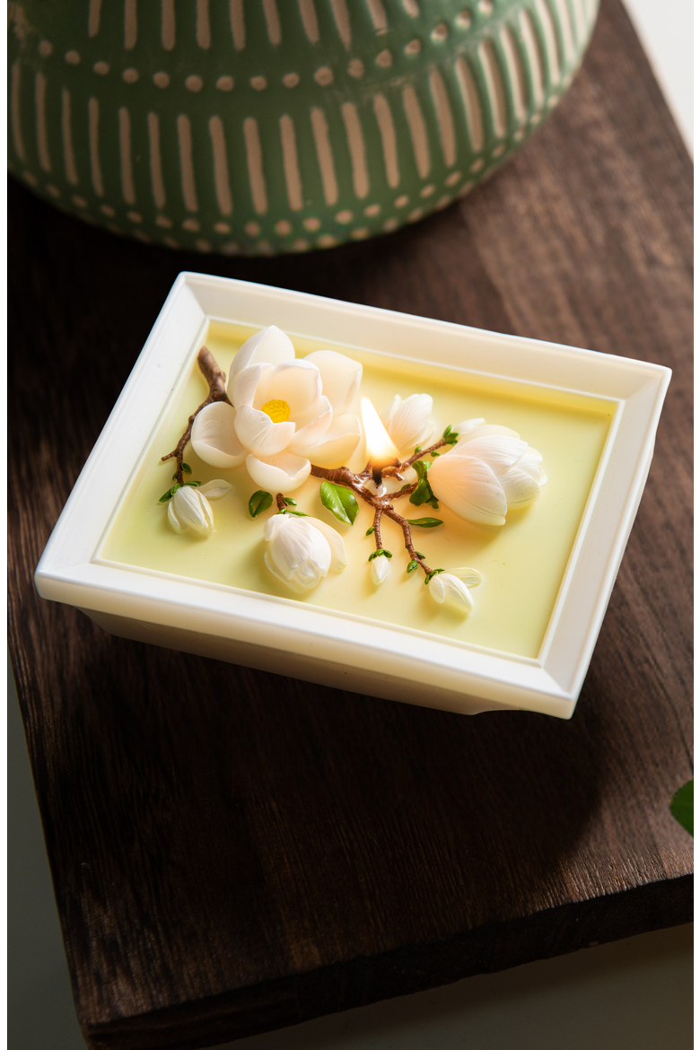 Framed Magnolia Bloom Candle, Alternate, color, Magnolia Bloom