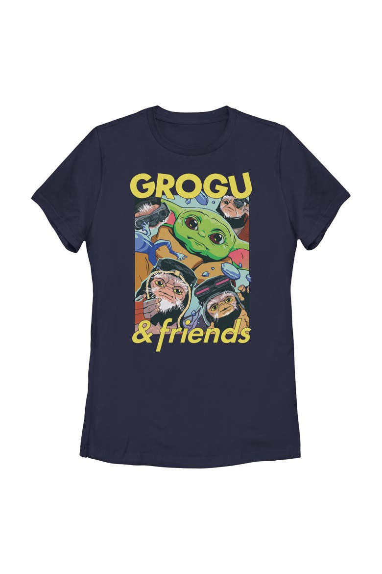 Women's The Child And Friends Collage Short Sleeve Graphic T-Shirt, Main, color, Navy Blue