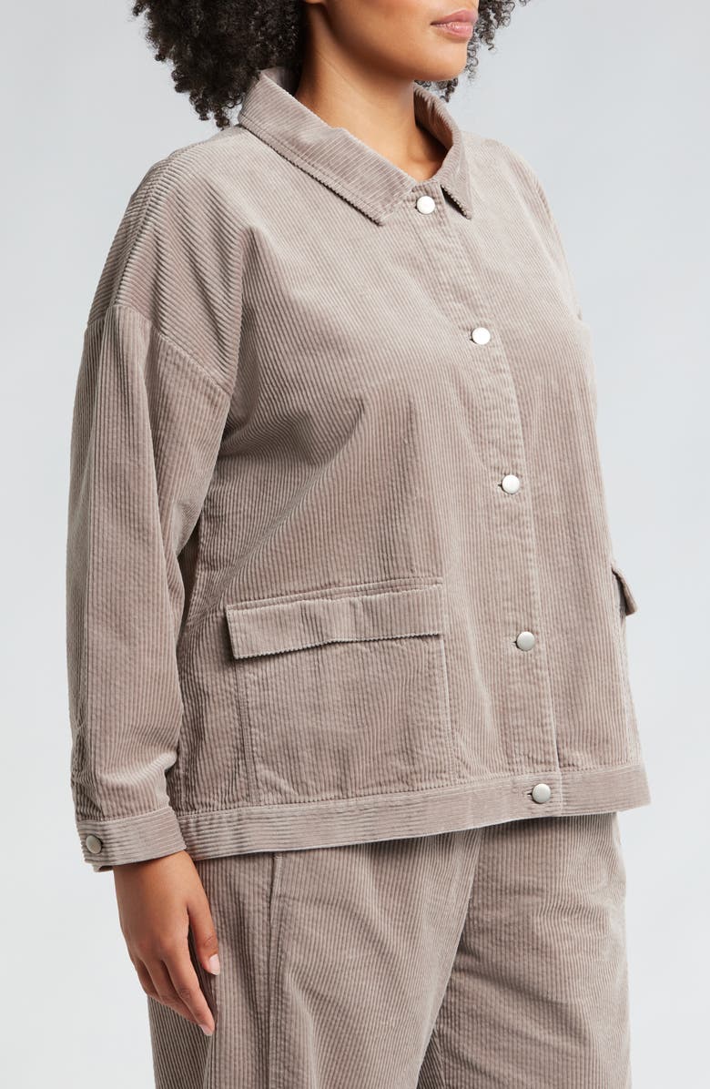 Eileen Fisher Classic Collar Corduroy Jacket, Alternate, color, Taupe