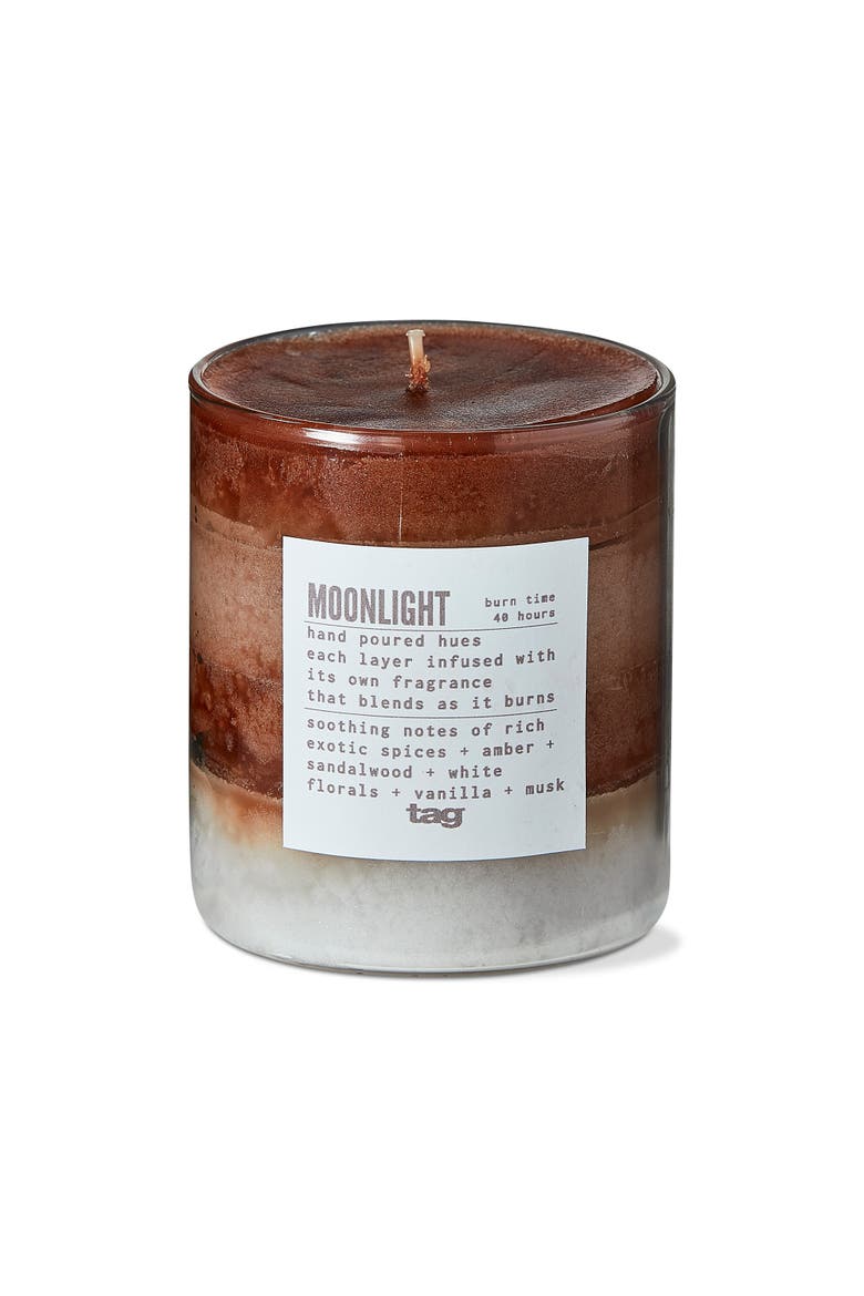 Moonlight Themed Scented Paraffin Wax Pillar Candle Brown, Main, color, White