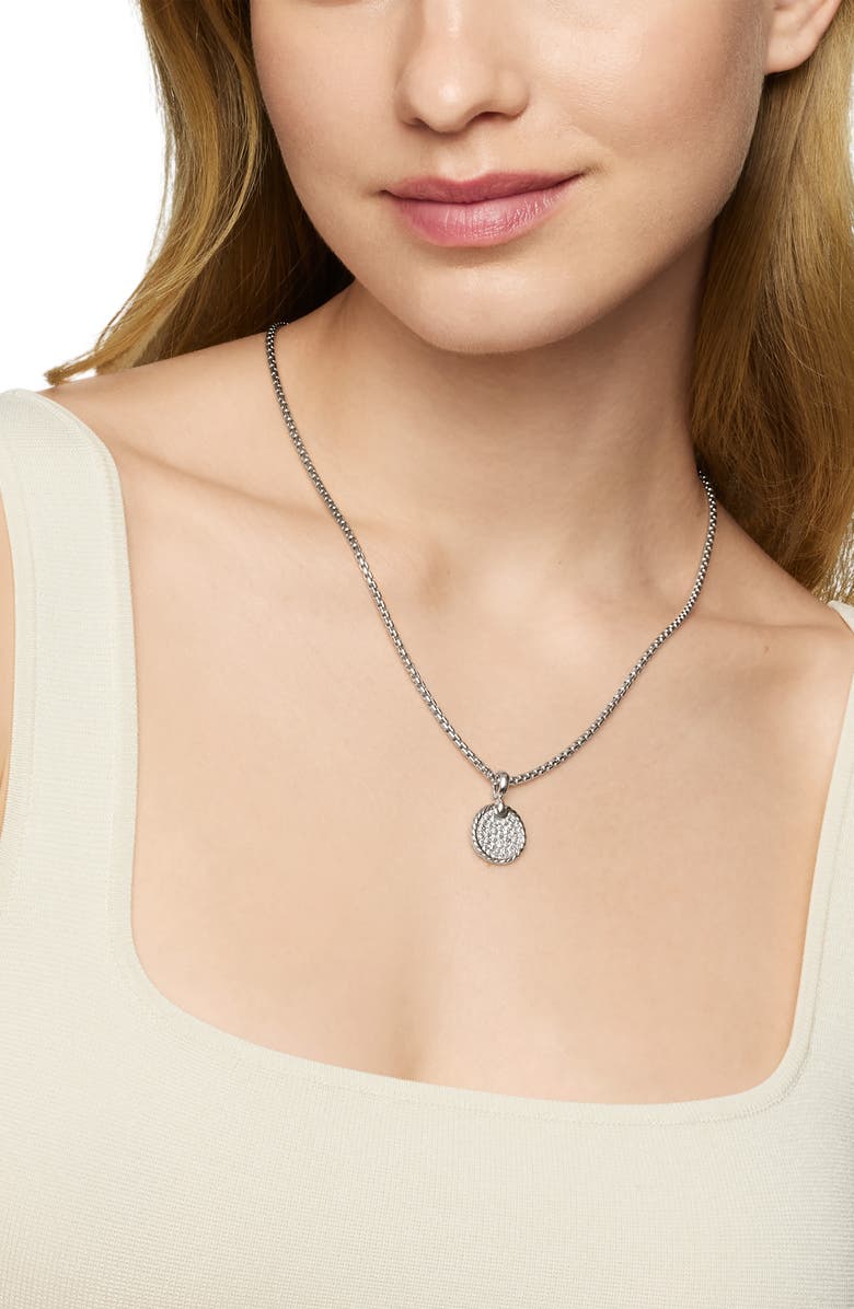 David Yurman Elements<sup>®</sup> Disc Pendant in Sterling Silver with Pavé Diamonds, Alternate, color, Sterling Silver