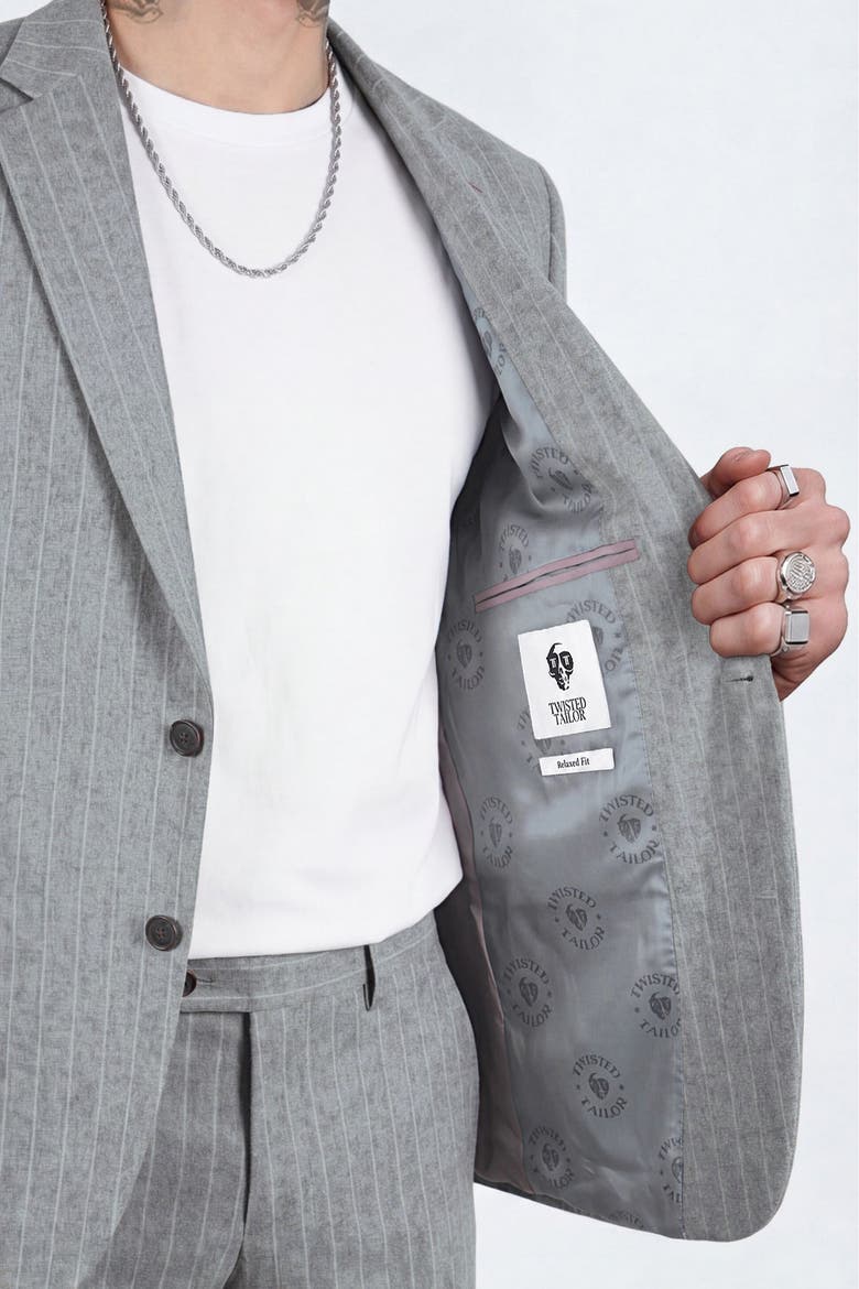 Tyson Pinstripe Suit Jacket, Alternate, color, Grey
