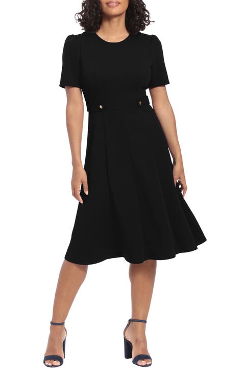 Side Tab Fit & Flare Dress (Petite)