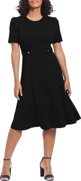 London Times Side Tab Fit & Flare Dress