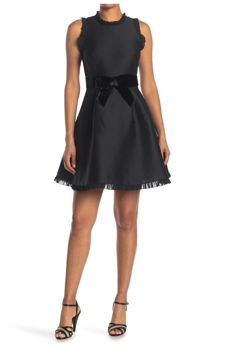 Kate Spade New York Velvet Bow Fit and Flare Dress, Alternate, color, 