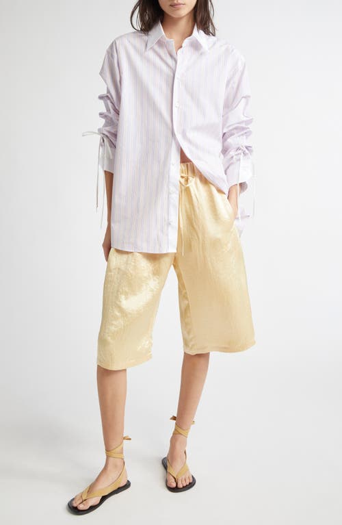 JULIE KEGELS JULIE KEGELS CELESTE REVERSED STRIPE COTTON POPLIN BUTTON-UP SHIRT 