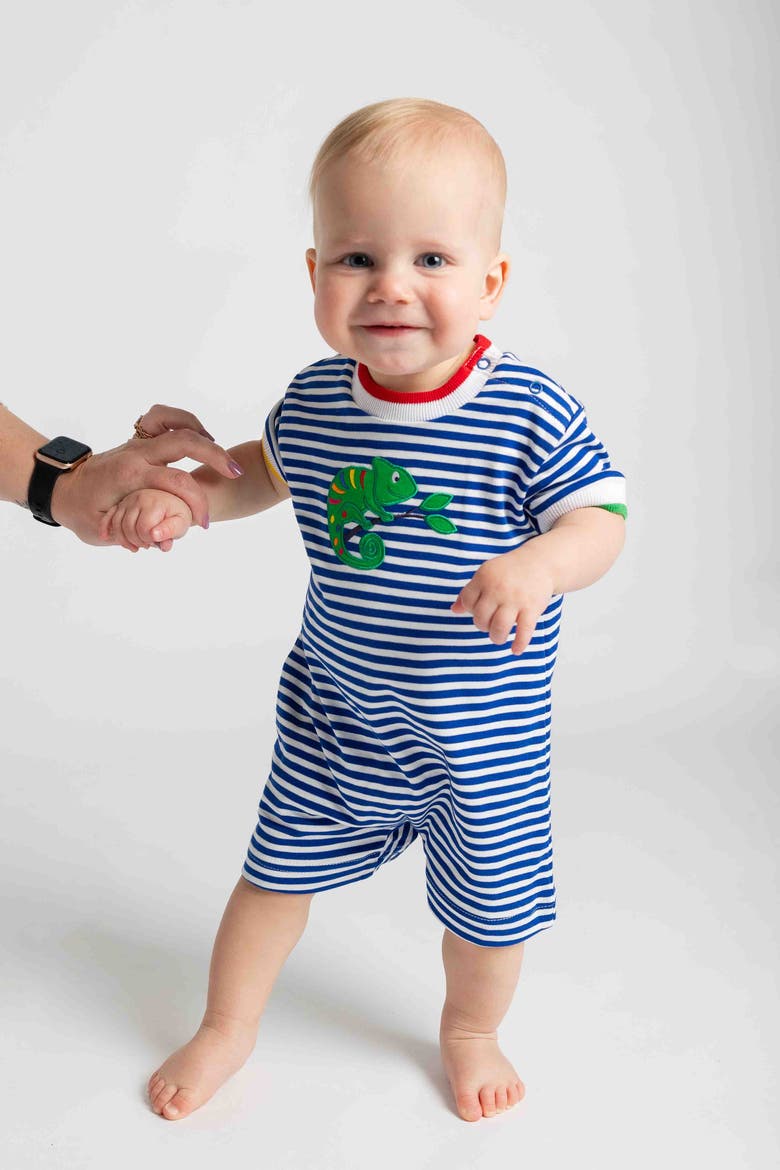 Stripe Knit Shortall With Lizard, Alternate, color, Royal/White