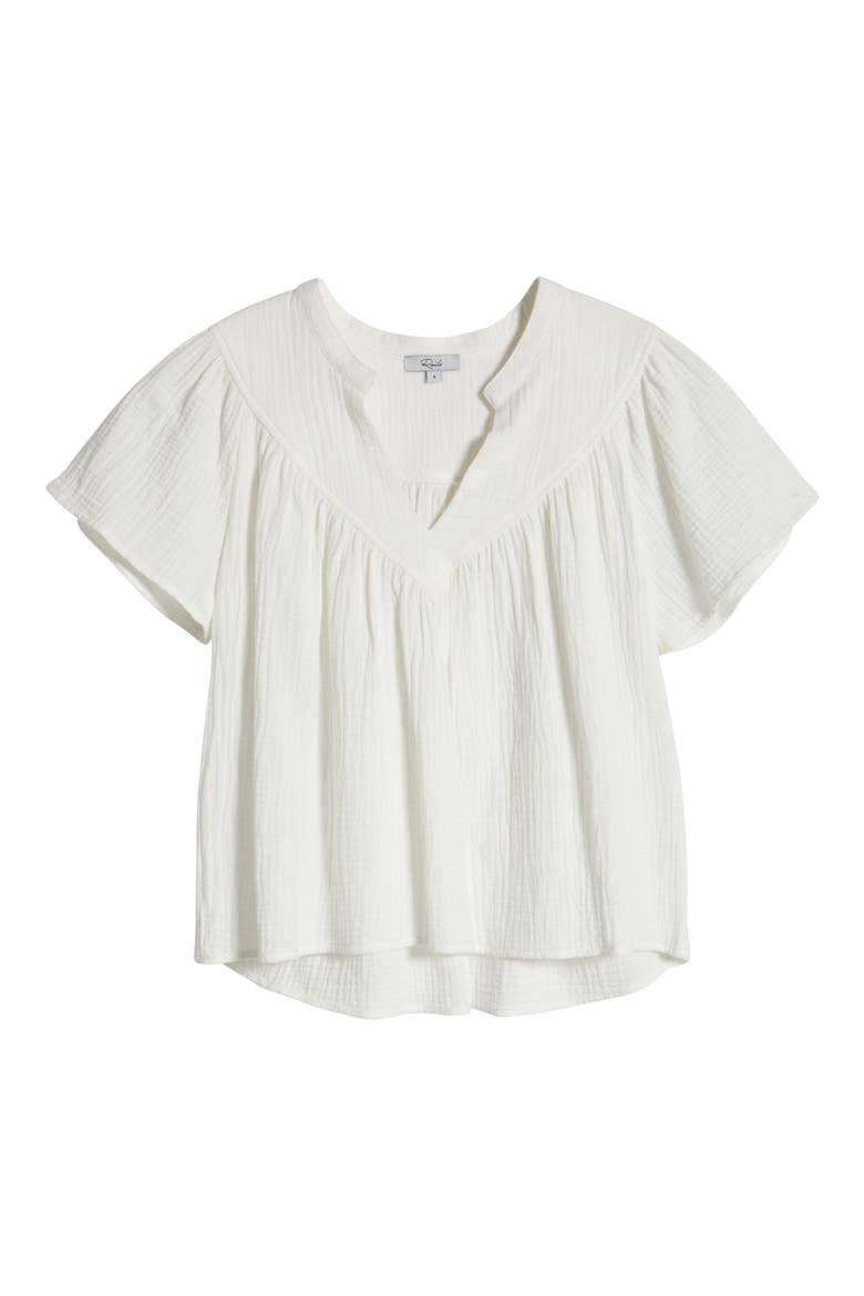 Sayer Organic Cotton Gauze Split Neck Top, Alternate, color, WHITE