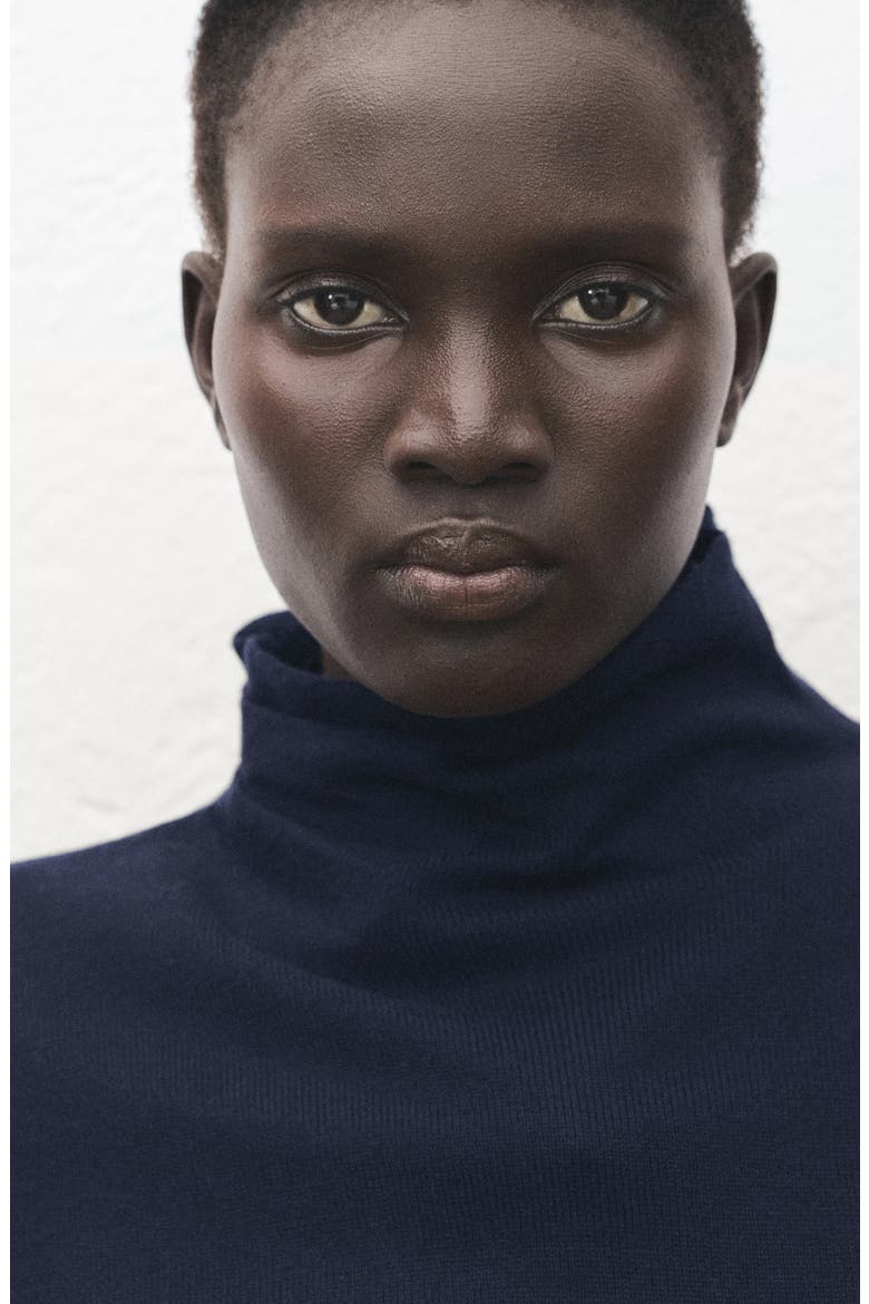 Draped Turtleneck Sweater, Alternate, color, NAVY