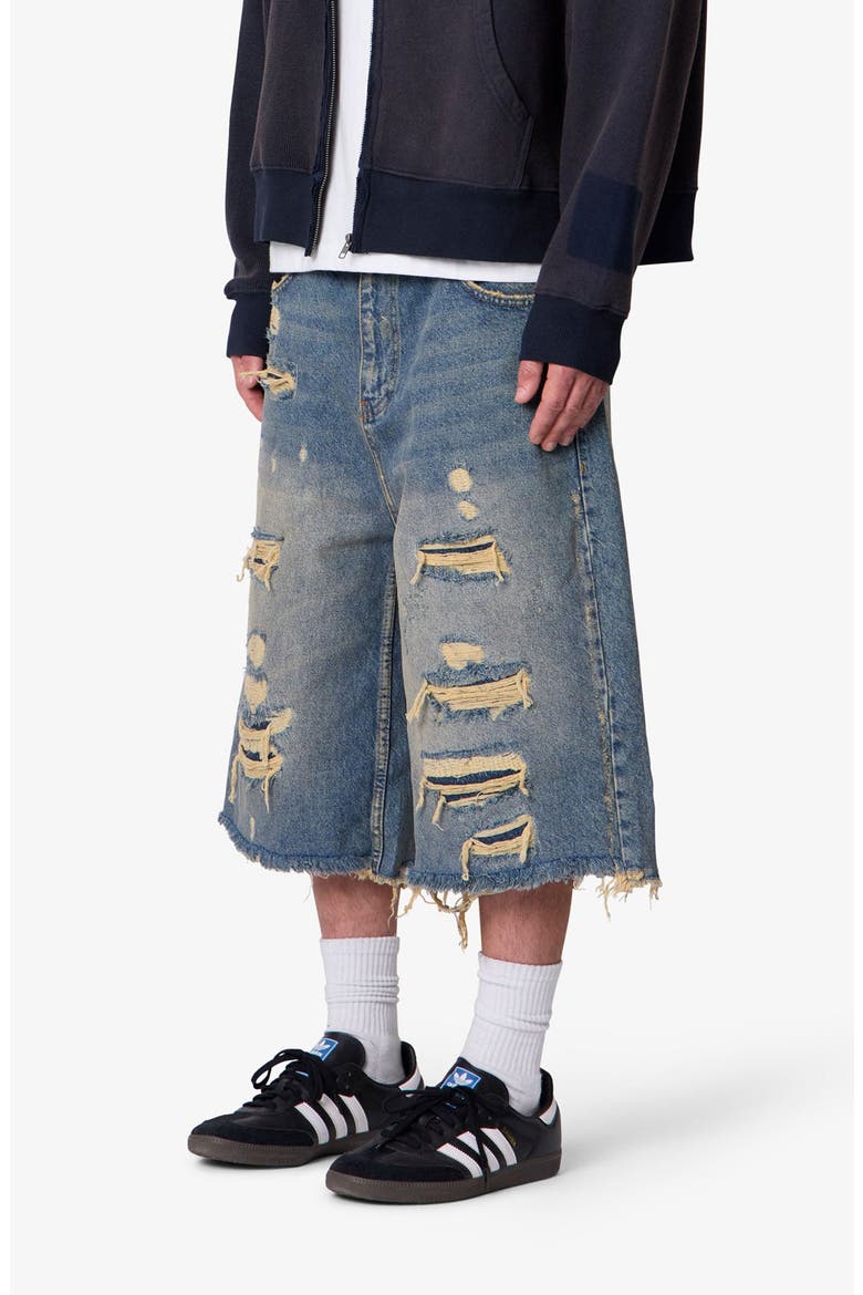 Ultra Baggy Repaired Jeans Shorts, Alternate, color, BLUE