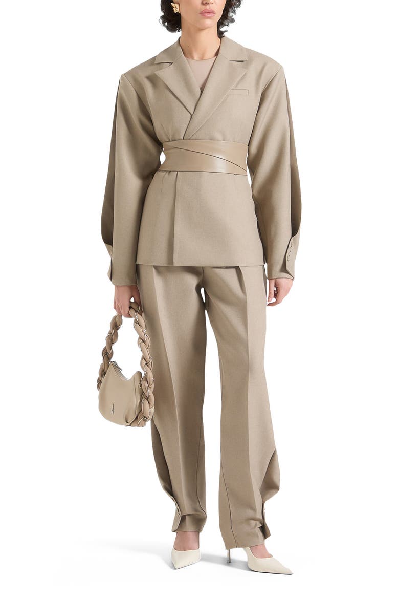 Sophie Twist Leg Tailored Trousers, Alternate, color, Taupe