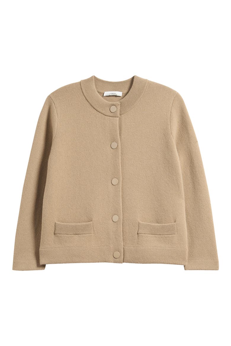 Shrunken Wool & Cashmere Snap Cardigan, Alternate, color, FAWN