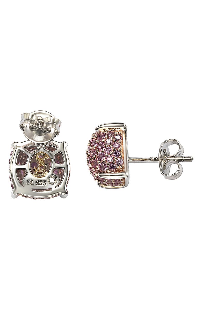 SUZY LEVIAN Sterling Silver Pink Sapphire & Diamond Cluster Stud Earrings, Alternate, color, Pink